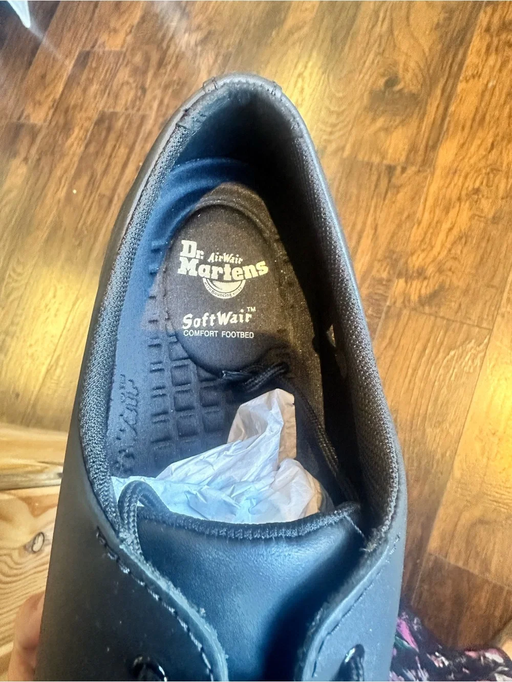 Dr. Martens Black Leather Derby Shoes with Yellow Welt Stitching - Size 13 NEW